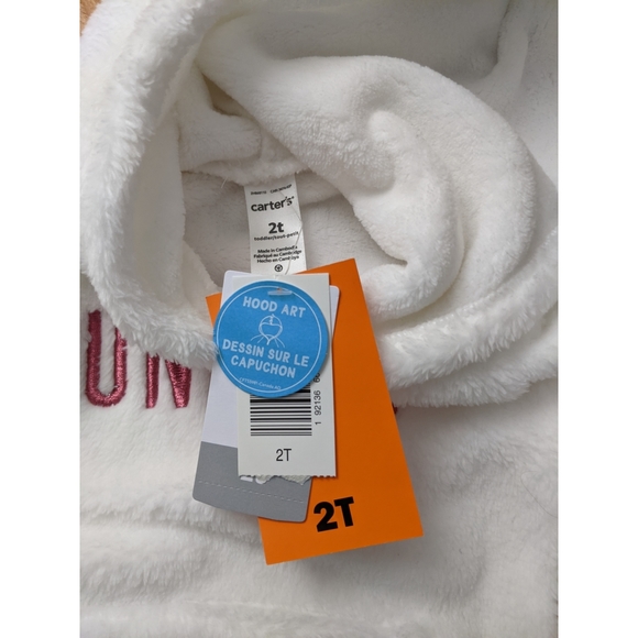 NEW with Tags Carter's White Polar Bear Fleece Hoodie  2T - Picture 5 of 9